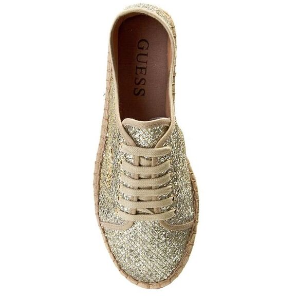 Guess gold sparkling Espadrille size 4.5/5.  B69 - Picture 5 of 14